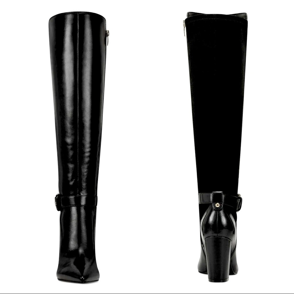 Nine West Collins Block-Heel Dress Boots Black 11M